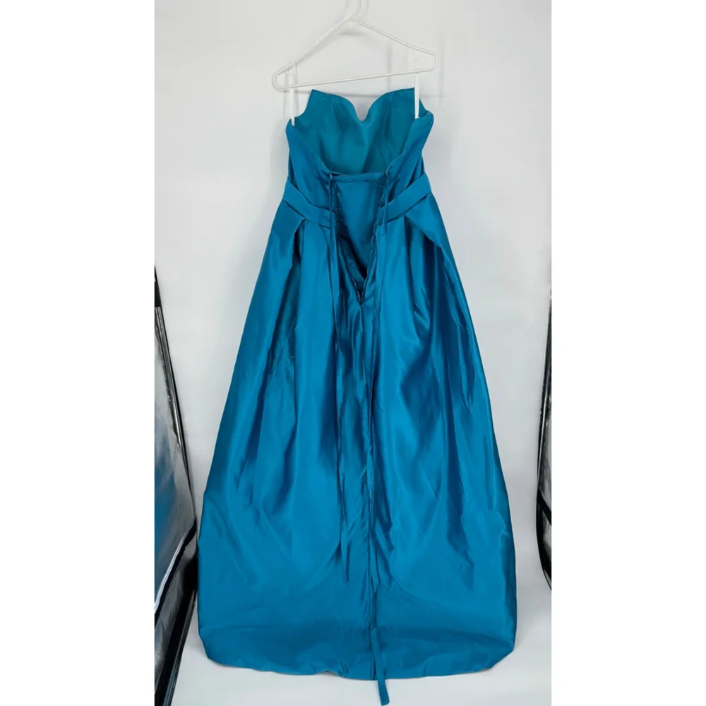 New MllesReve Blue Strapless Satin Prom Dress 16W Ball Gown - Picture 3 of 7